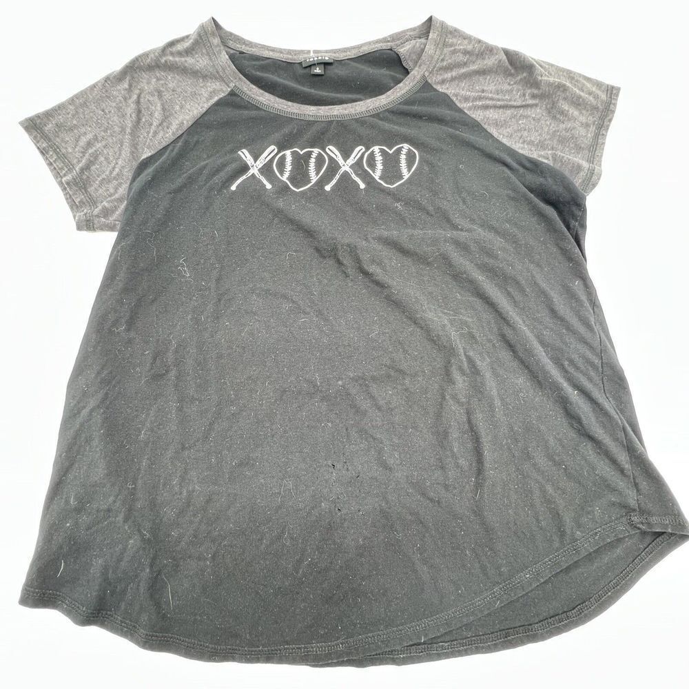 Torrid Baseball Tee Plus Size 0X Stretch Short Sleeve Casual Pullover Black
